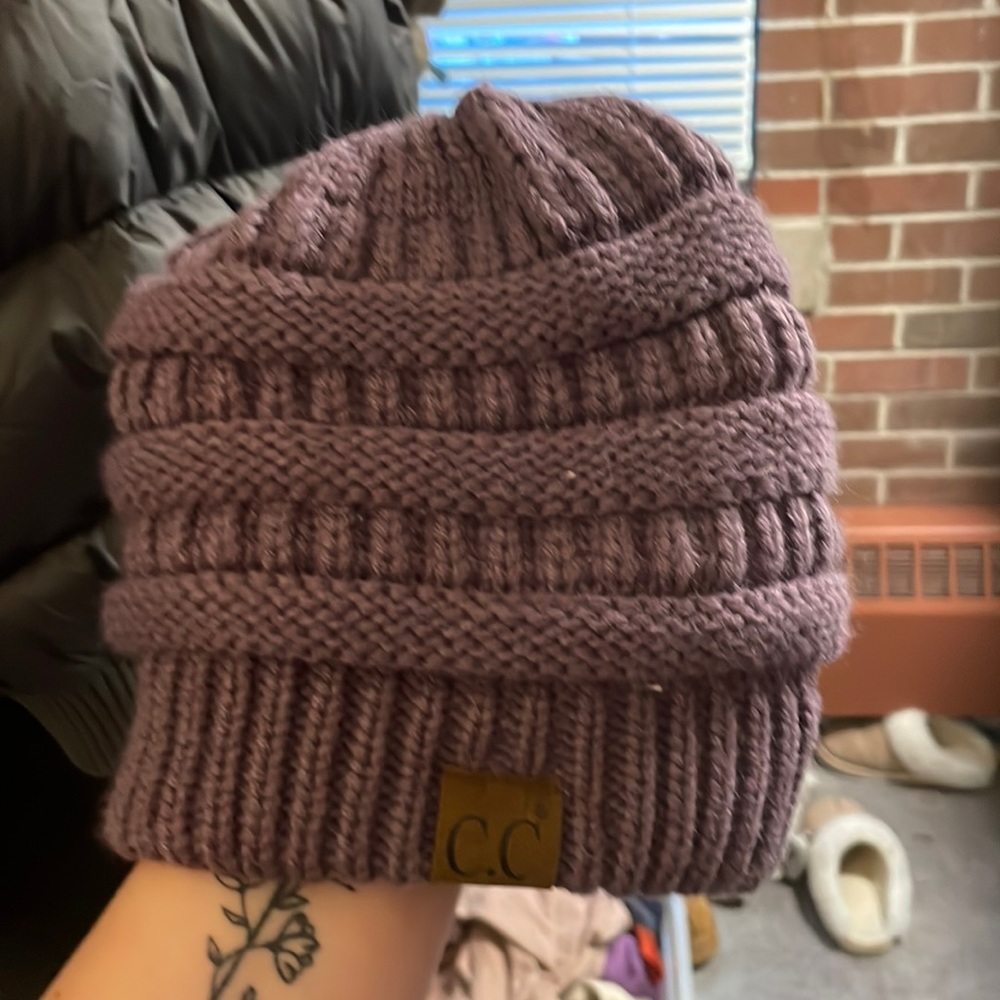 purple cc beanie